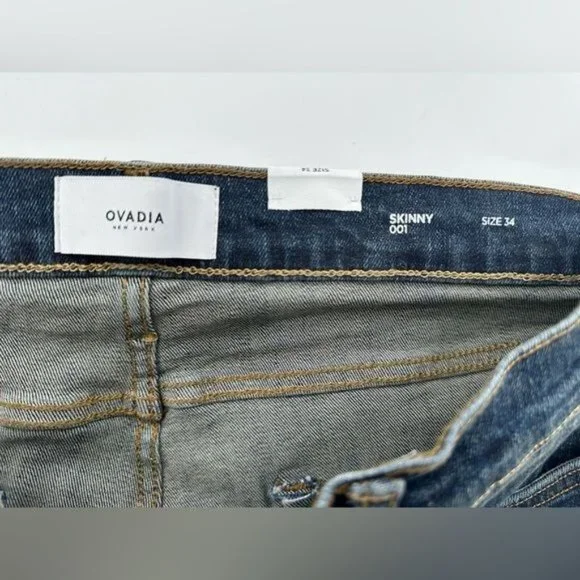 Ovadia New York 001 Skinny Dark Wash Blue Jeans Size 34x33 $250 NWT (A4) - Picture 8 of 11